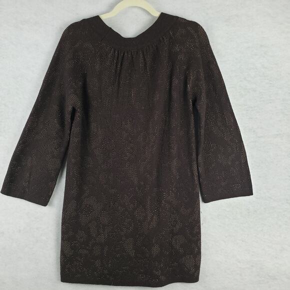 J. Jill Women's M Layered Knit V-Neck Top Brown Tan Coastal Casual Sweater Wool - Picture 10 of 10